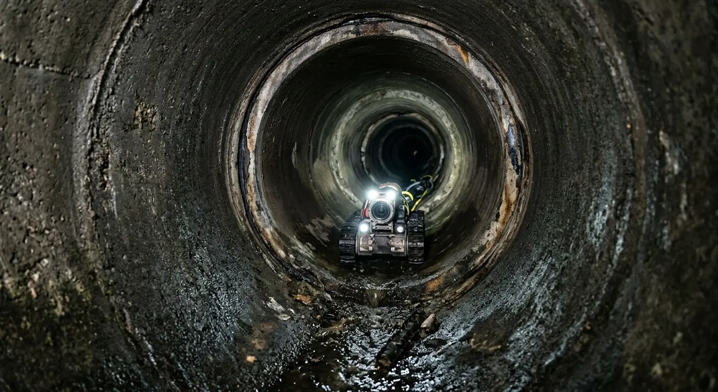 Robotic sewer camera inspecting pipe interior for Sewer Line Repair in South Burlington
